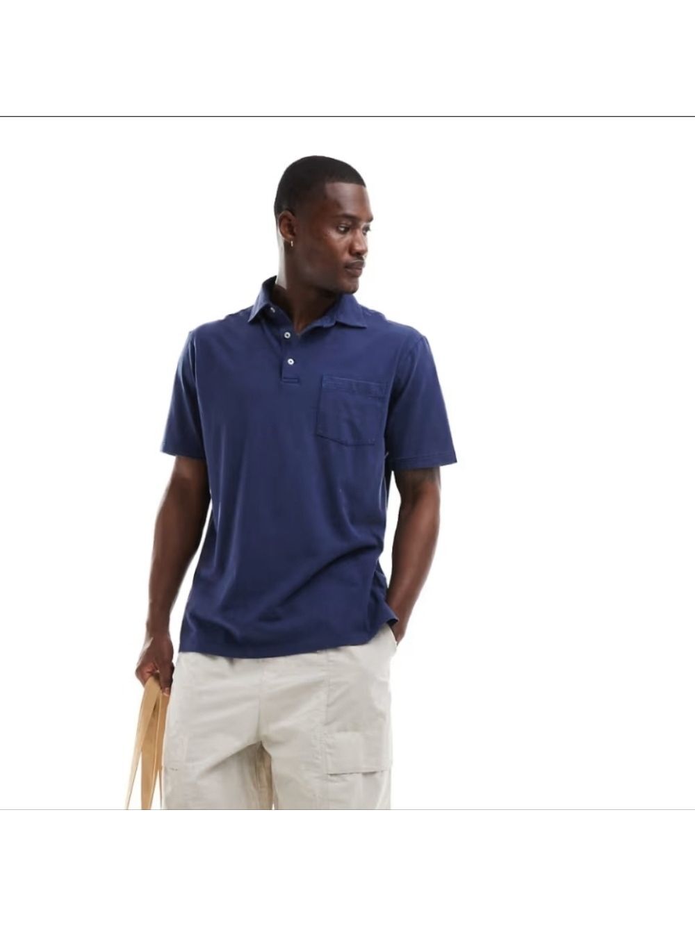 Polo Ralph Lauren pocket cotton linen polo classic oversized fit in navy XL